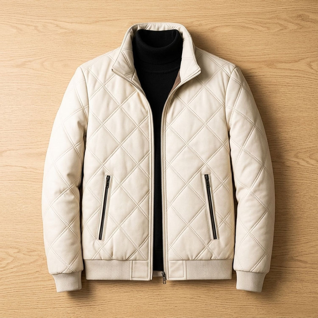 Herren Steppjacke gefüttert mit Fleece-Innenfutter Stehkragen