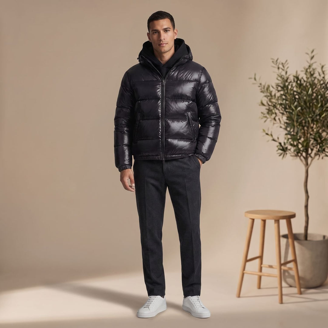Herren Steppjacke Gefütterte Kapuzenjacke Regular Fit