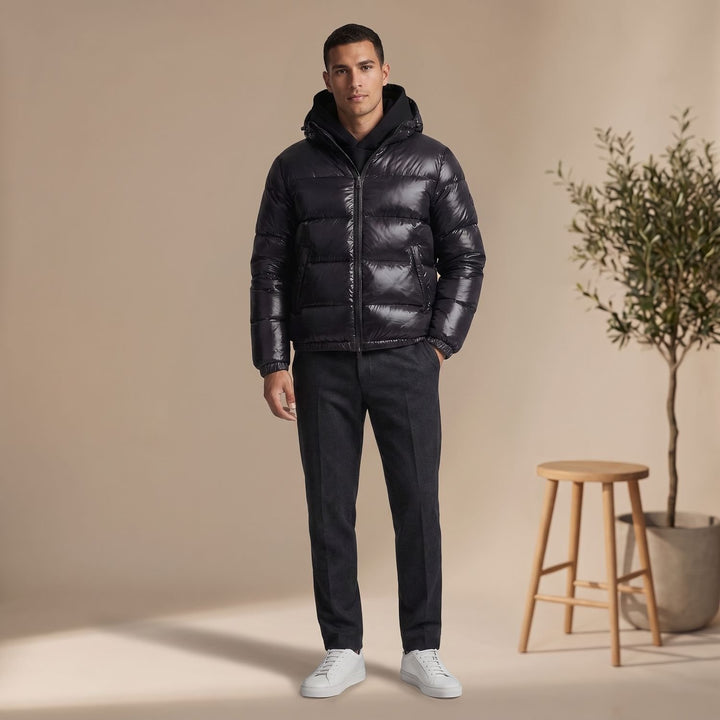 Herren Steppjacke Gefütterte Kapuzenjacke Regular Fit