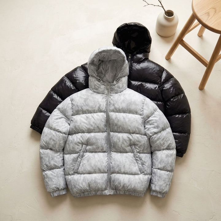 Herren Steppjacke Gefütterte Kapuzenjacke Regular Fit