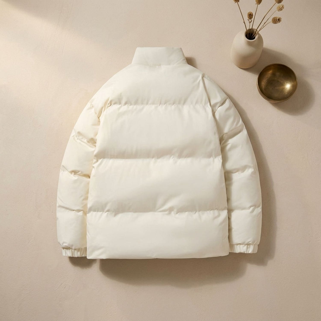 Herren Steppjacke Gefütterte Pufferjacke mit Fleecefutter Stehkragen