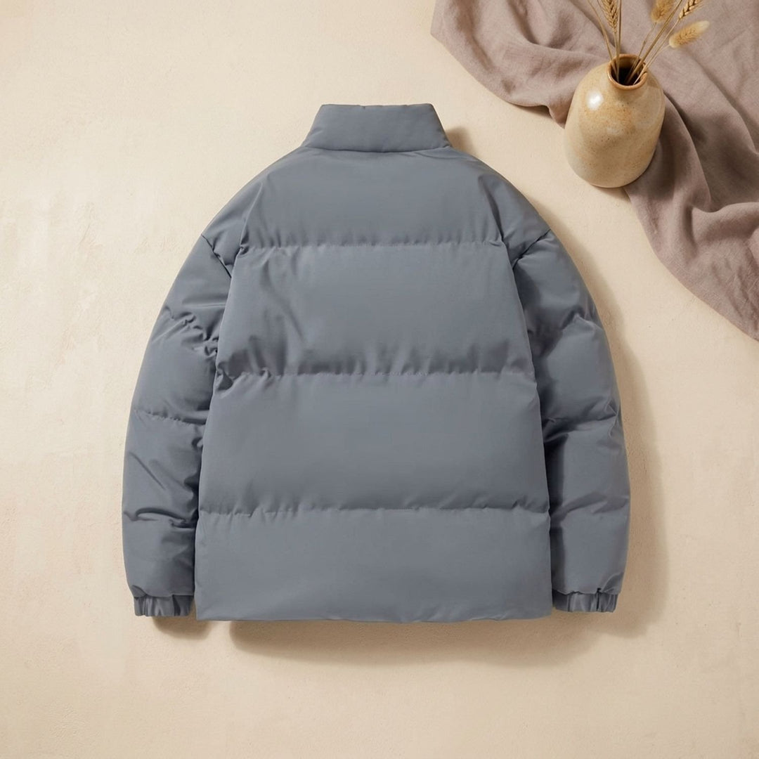Herren Steppjacke Gefütterte Pufferjacke mit Fleecefutter Stehkragen