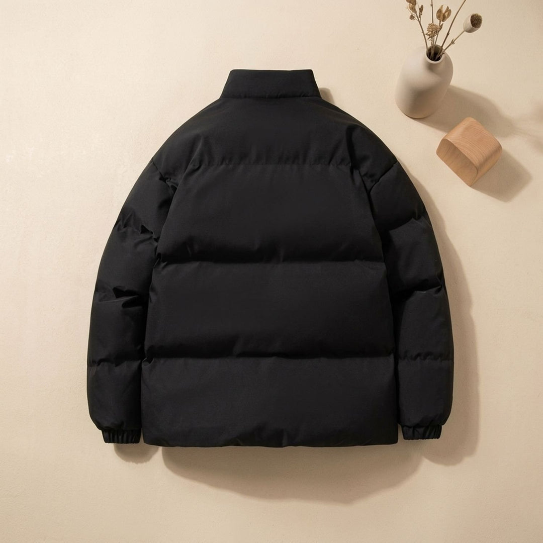 Herren Steppjacke Gefütterte Pufferjacke mit Fleecefutter Stehkragen