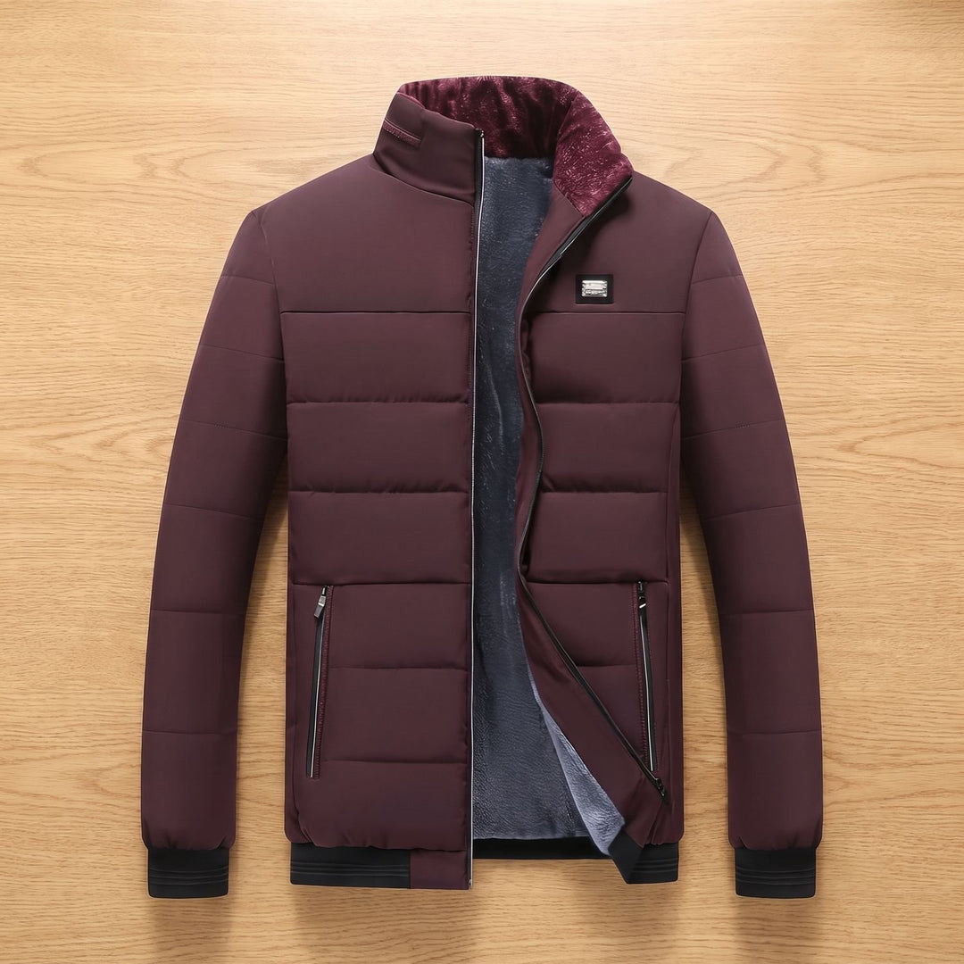 Herren Steppjacke Gefütterte Winterjacke mit Stehkragen Reißverschluss