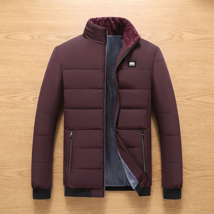 Herren Steppjacke Gefütterte Winterjacke mit Stehkragen Reißverschluss