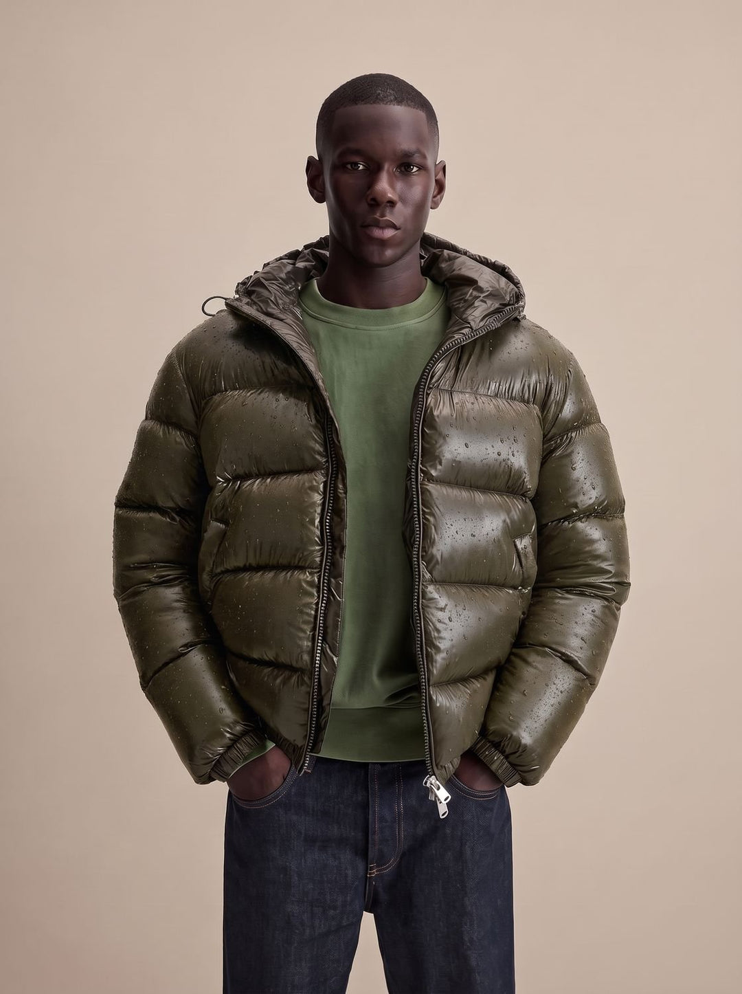 Herren Steppjacke mit Kapuze Wasserabweisende Daunenjacke