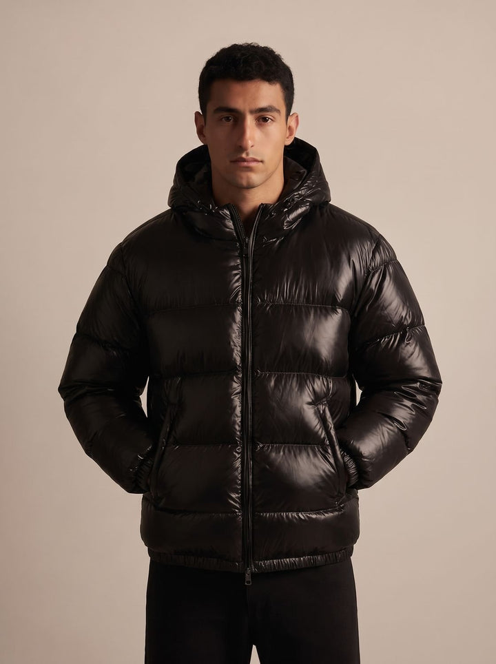 Herren Steppjacke mit Kapuze Wasserabweisende Daunenjacke