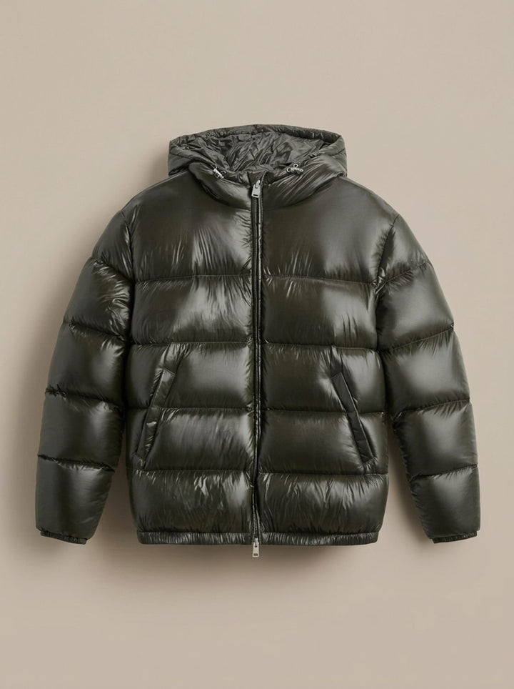 Herren Steppjacke mit Kapuze Wasserabweisende Daunenjacke - Olivgrün