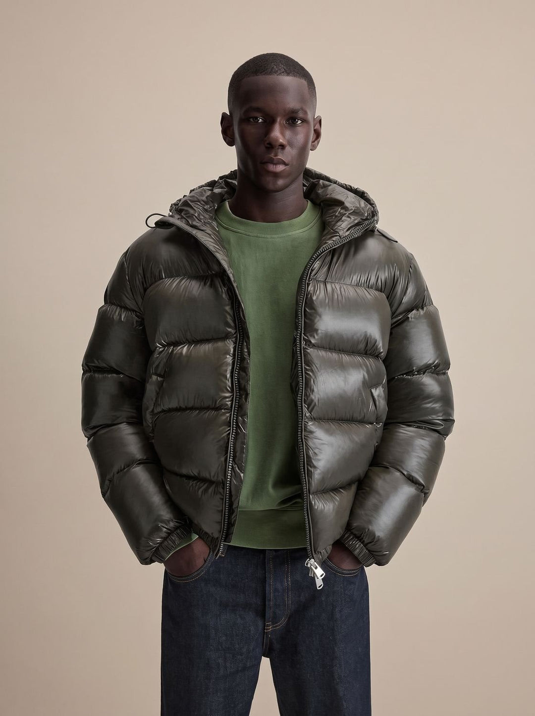 Herren Steppjacke mit Kapuze Wasserabweisende Daunenjacke