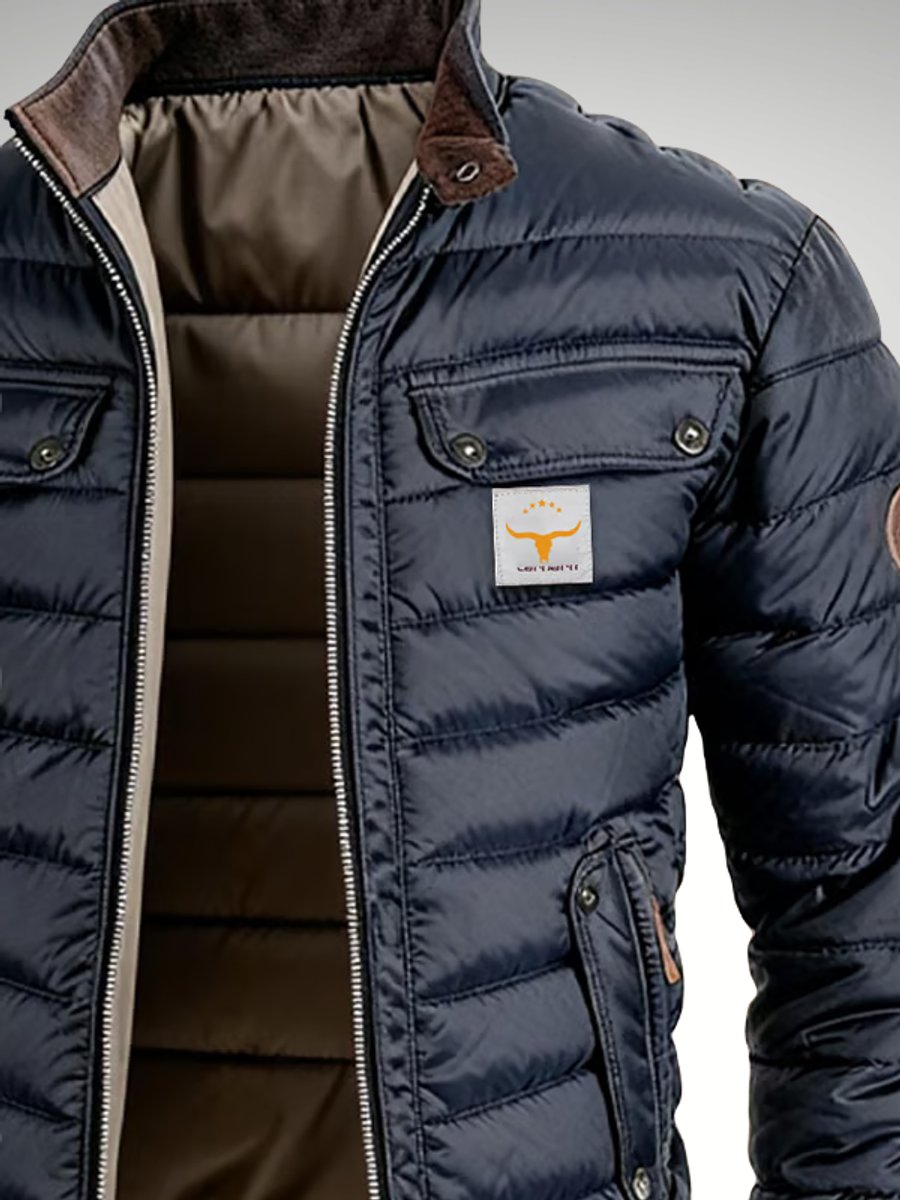 Herren Steppjacke mit Reißverschluss gefütterte Winterjacke