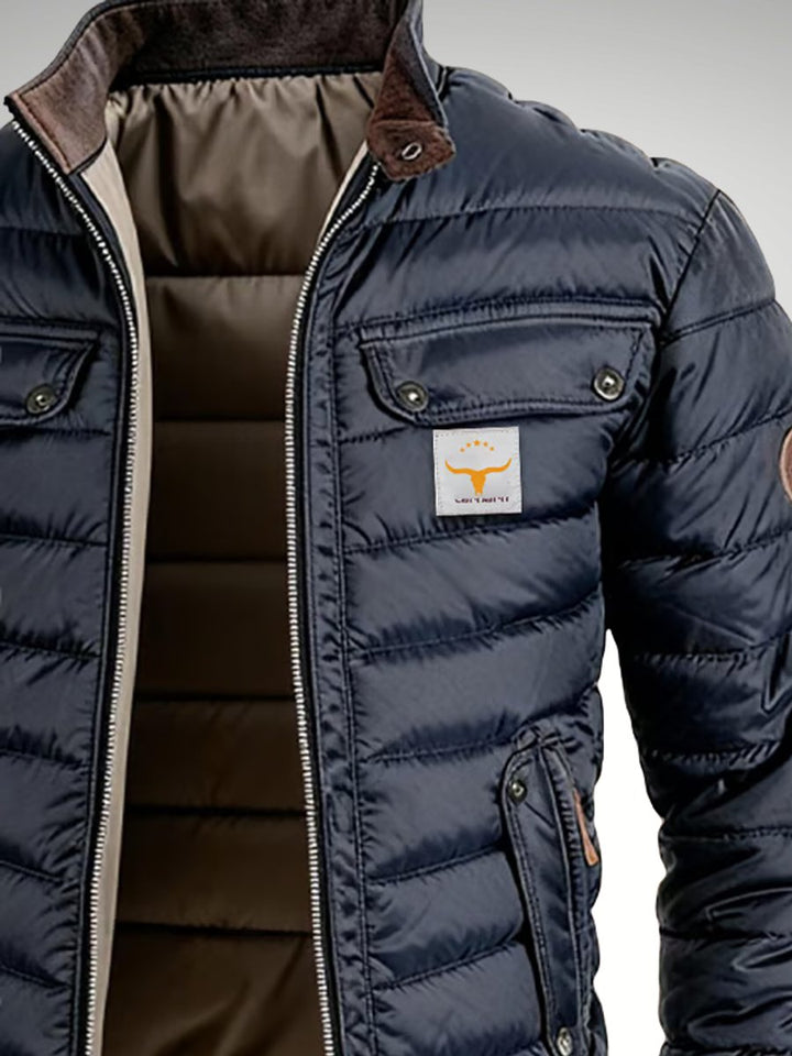 Herren Steppjacke mit Reißverschluss gefütterte Winterjacke