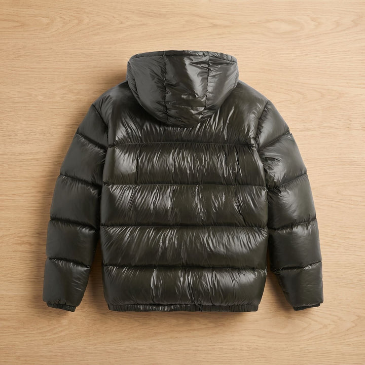Herren Steppjacke Oversized Kapuzen-Pufferjacke Wasserabweisend