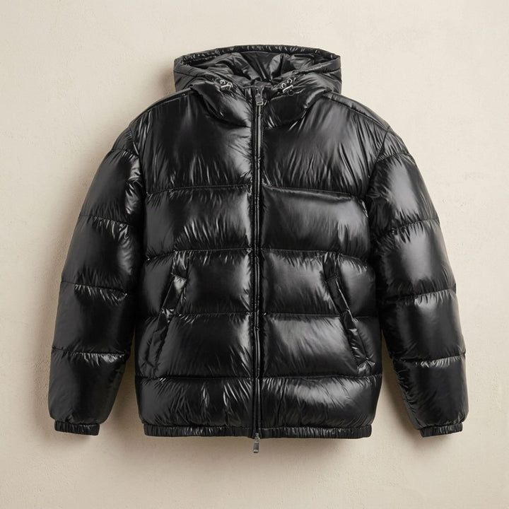 Herren Steppjacke Oversized Kapuzen-Pufferjacke Wasserabweisend - Schwarz