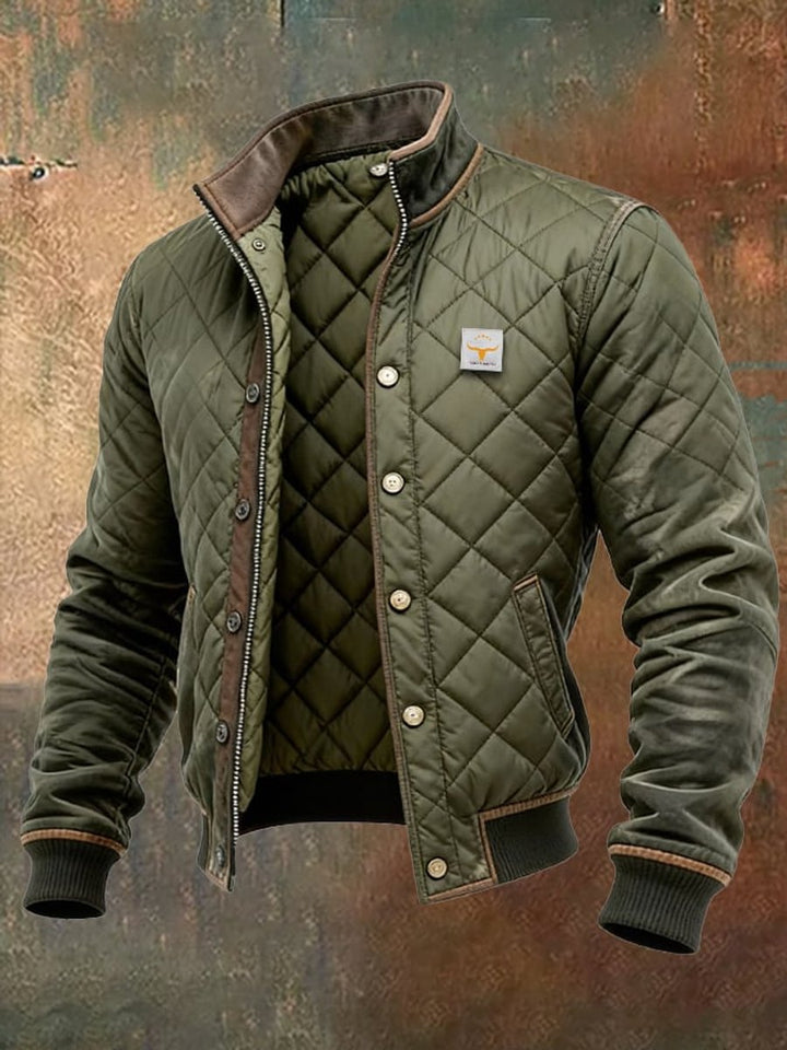 Herren Steppjacke Wattierte Bomberjacke Knitterfreie Winterjacke - Grün