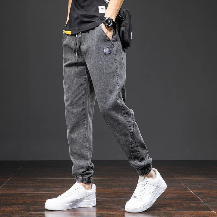 Herren Stretch Denim Jogger Hose mit elastischem Bund - Black