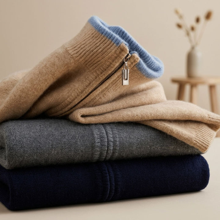 Herren Strick Cardigan mit Reißverschluss Stehkragen Weicher Herrn Strickjacke