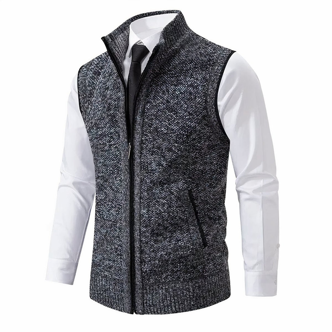 Herren Strickfleece-Cardigan ärmellos Reißverschluss - Dunkelgrau