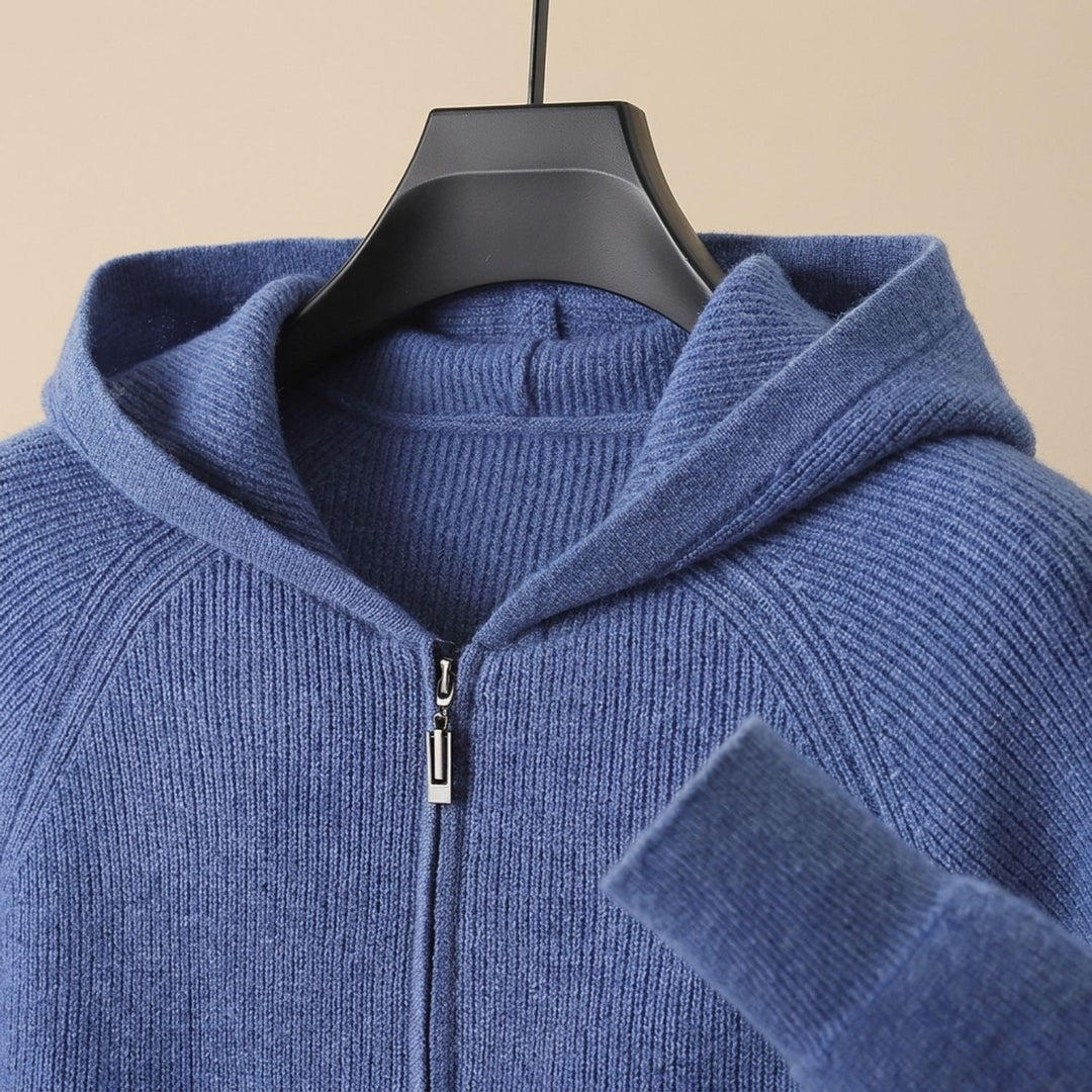 Herren Strickjacke mit Kapuze und Reißverschluss