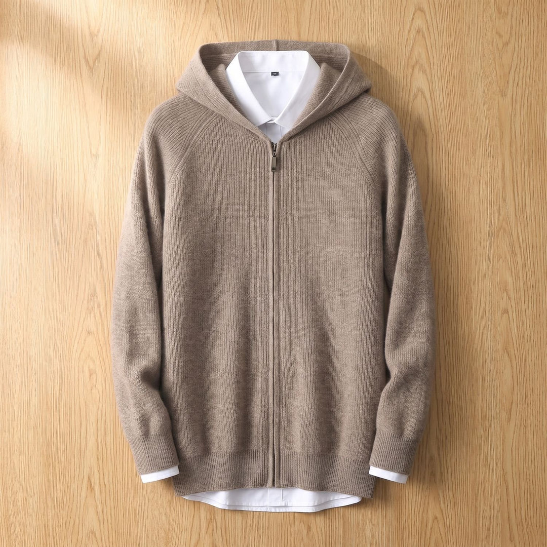 Herren Strickjacke mit Kapuze und Reißverschluss