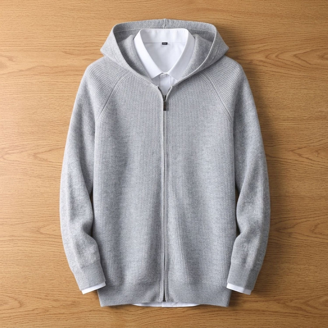 Herren Strickjacke mit Kapuze und Reißverschluss