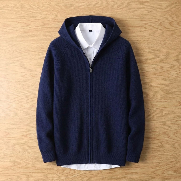 Herren Strickjacke mit Kapuze und Reißverschluss