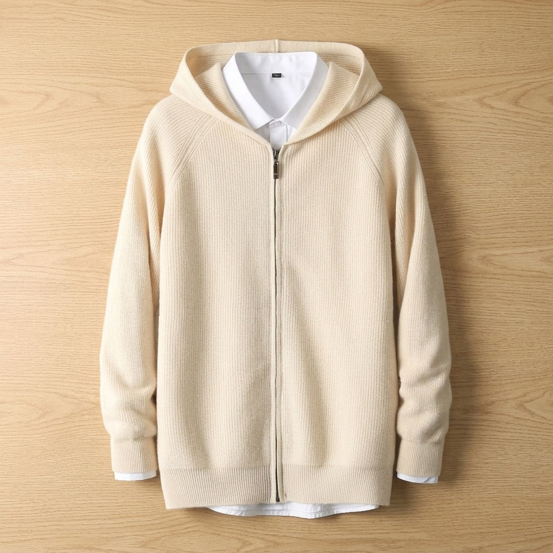 Herren Strickjacke mit Kapuze und Reißverschluss