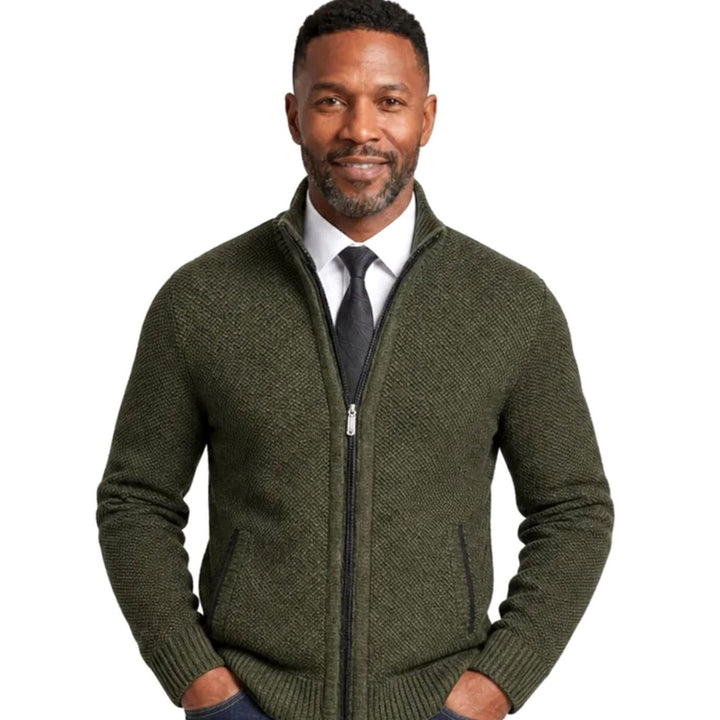 Herren Strickjacke mit Reißverschluss Stehkragen Strukturstrick