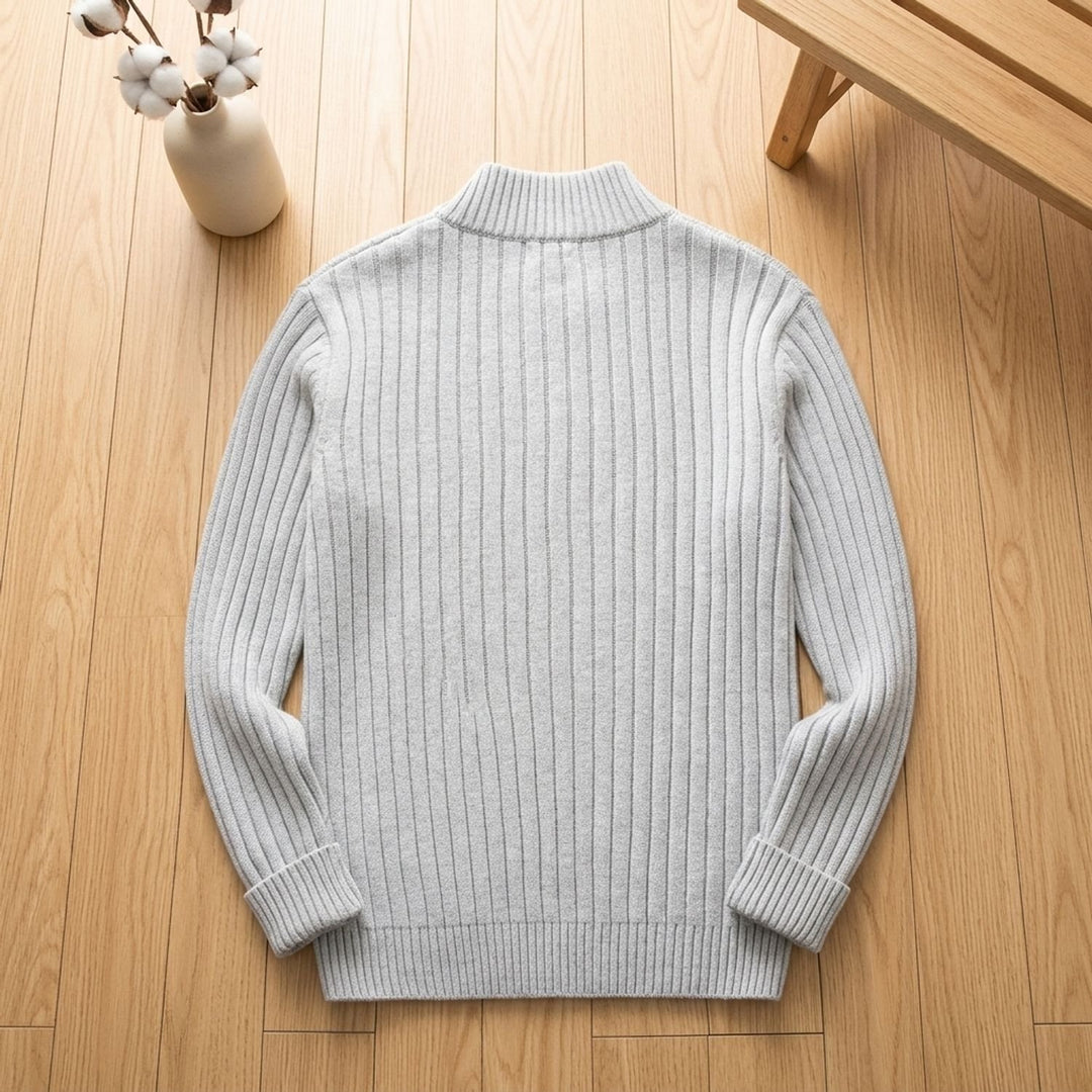 Herren Strickjacke mit Stehkragen und Reißverschluss