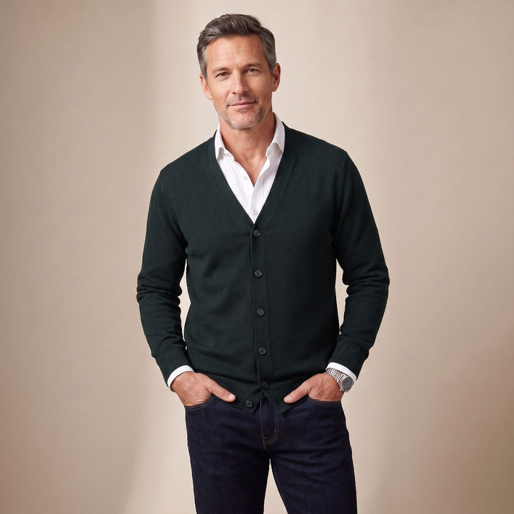 Herren Strickjacke V-Ausschnitt Knopfleiste Regular Fit