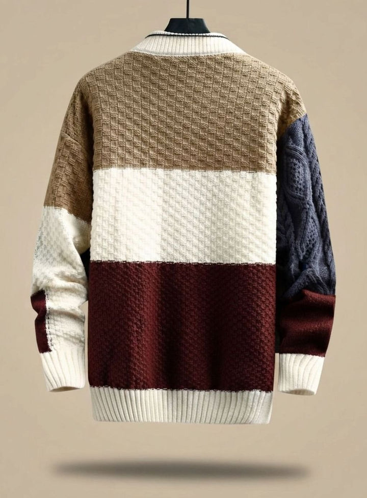 Herren Strickpullover Colorblock Grobstrick Cardigan
