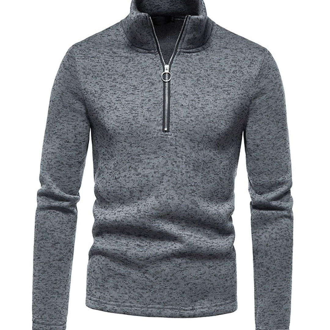 Herren Strickpullover mit kurzem Reißverschluss Stehkragen Regular Fit