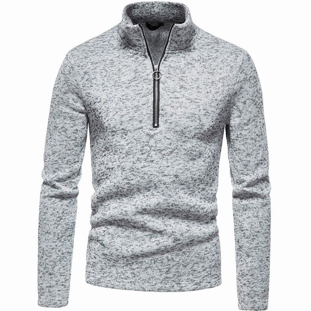 Herren Strickpullover mit kurzem Reißverschluss Stehkragen Regular Fit