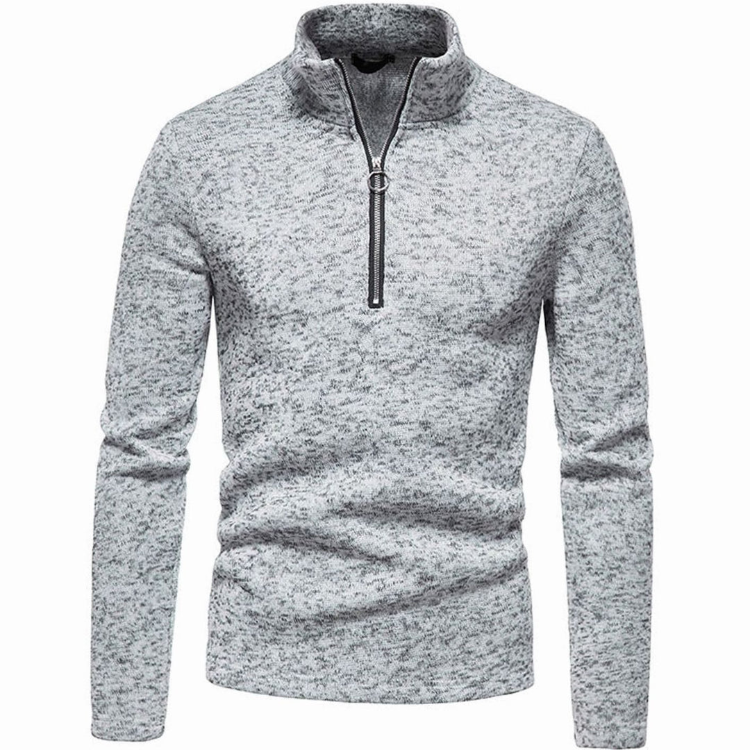 Herren Strickpullover mit kurzem Reißverschluss Stehkragen Regular Fit