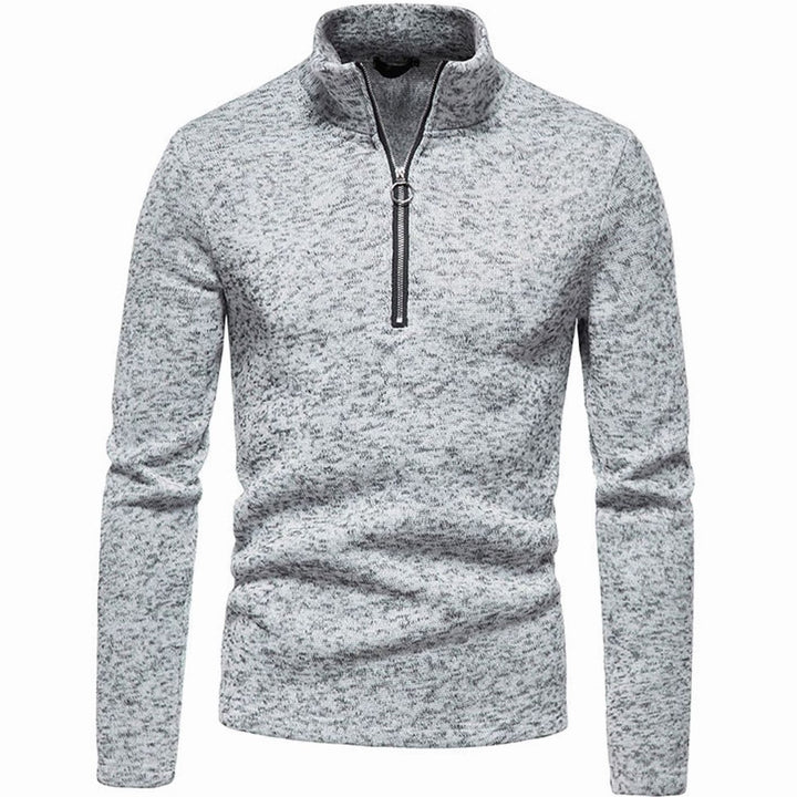 Herren Strickpullover mit kurzem Reißverschluss Stehkragen Regular Fit