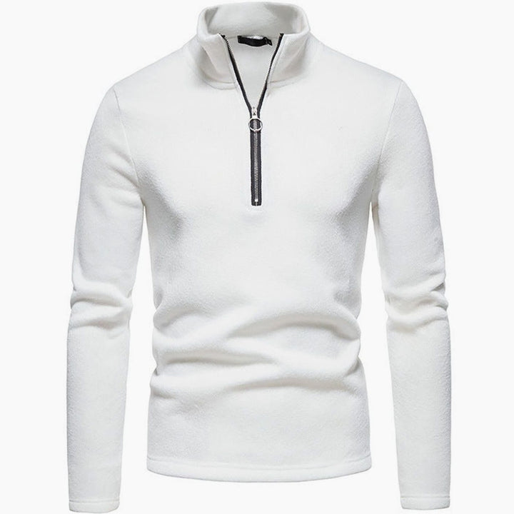 Herren Strickpullover mit kurzem Reißverschluss Stehkragen Regular Fit
