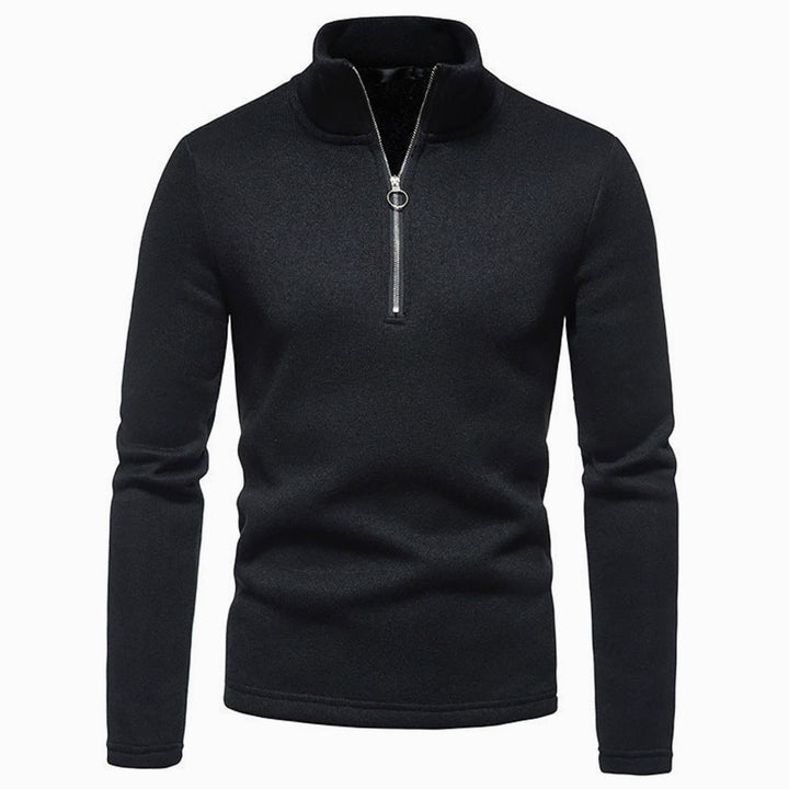 Herren Strickpullover mit kurzem Reißverschluss Stehkragen Regular Fit