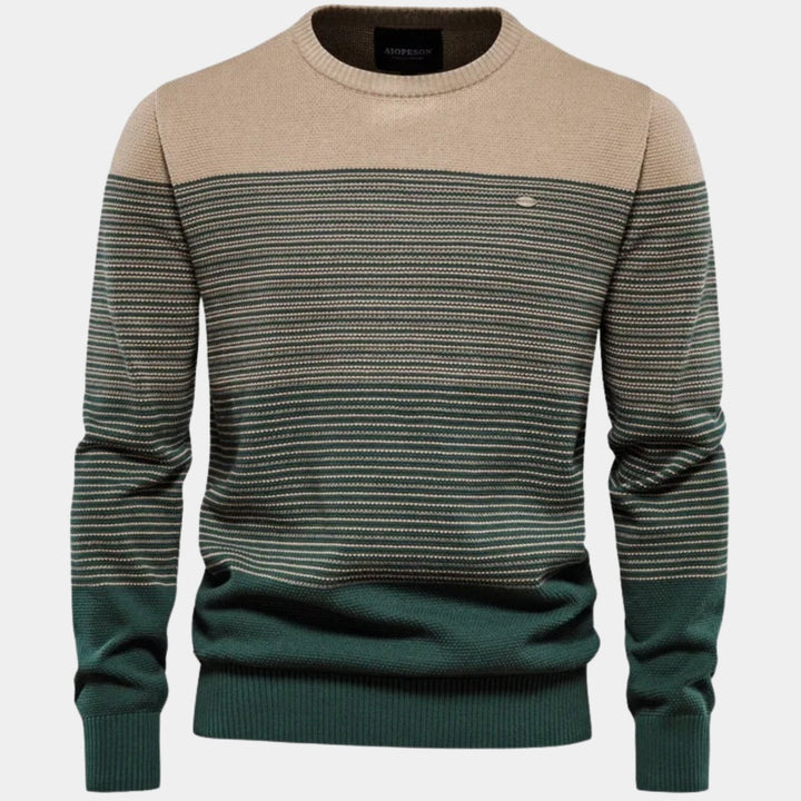 Herren Strickpullover Rundhals Streifen-Farbverlauf Langarm - Grün
