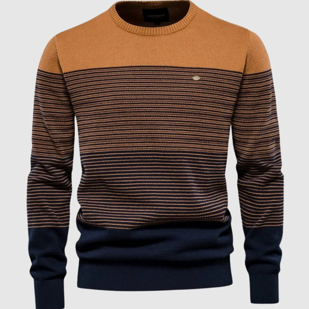 Herren Strickpullover Rundhals Streifen-Farbverlauf Langarm - Orange