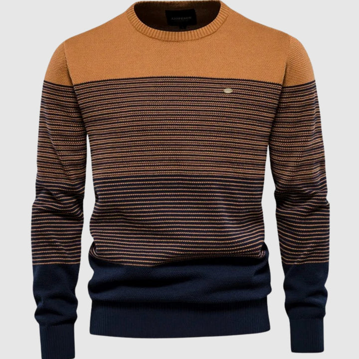 Herren Strickpullover Rundhals Streifen-Farbverlauf Langarm - Orange