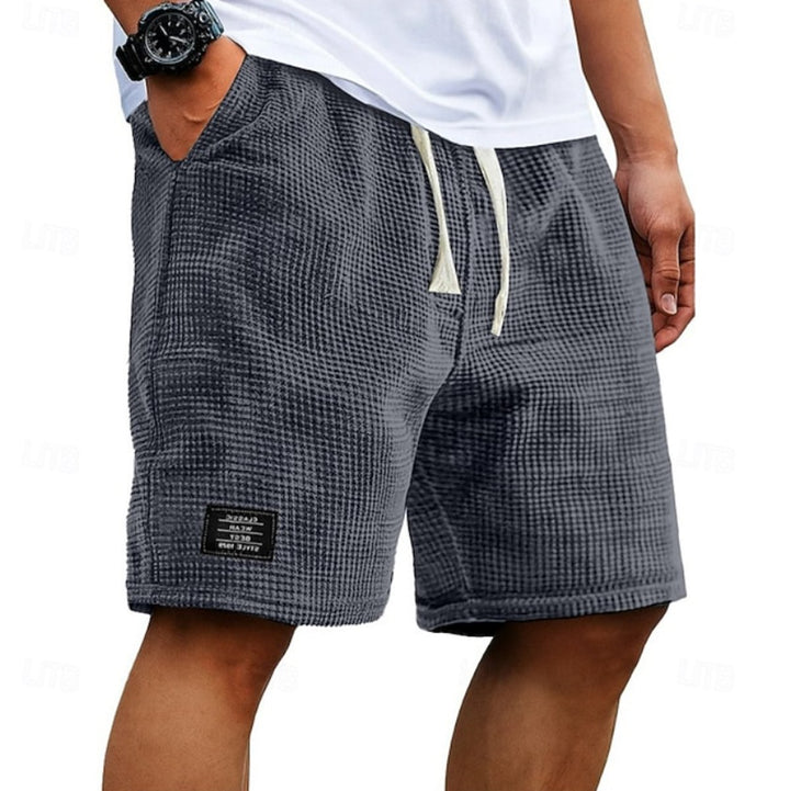 Herren Strukturierte Kordelzug Freizeit-Shorts - Grau