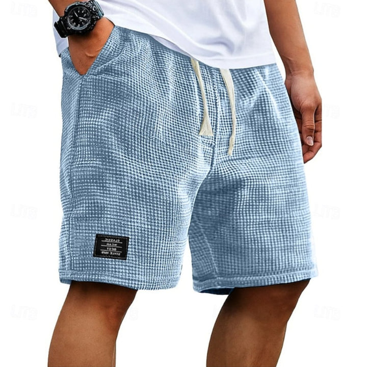 Herren Strukturierte Kordelzug Freizeit-Shorts - Blau