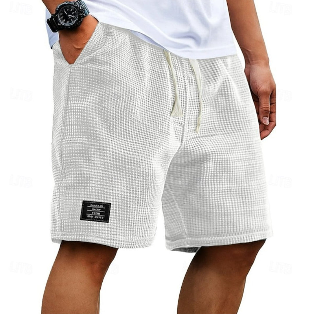 Herren Strukturierte Kordelzug Freizeit-Shorts - Weiß
