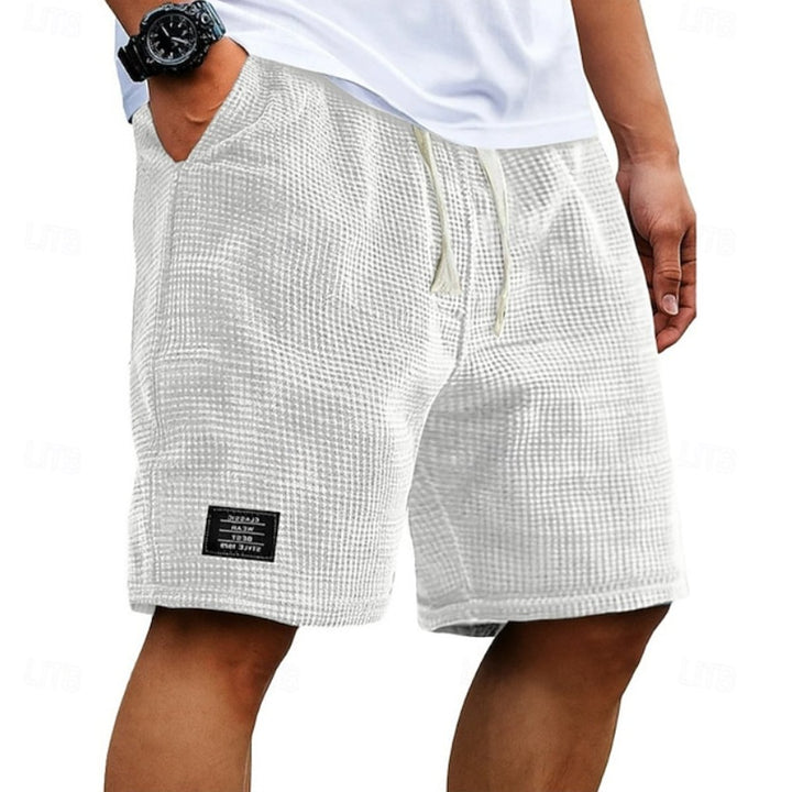 Herren Strukturierte Kordelzug Freizeit-Shorts - Weiß