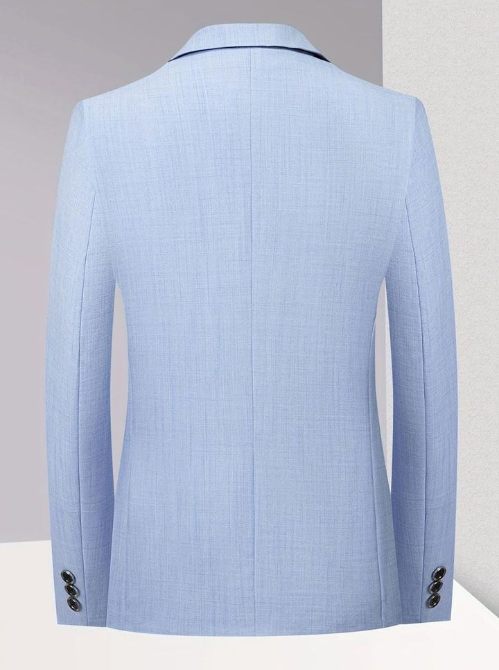 Herren Strukturierter Slim-Fit Sakko Zweireihiger Blazer
