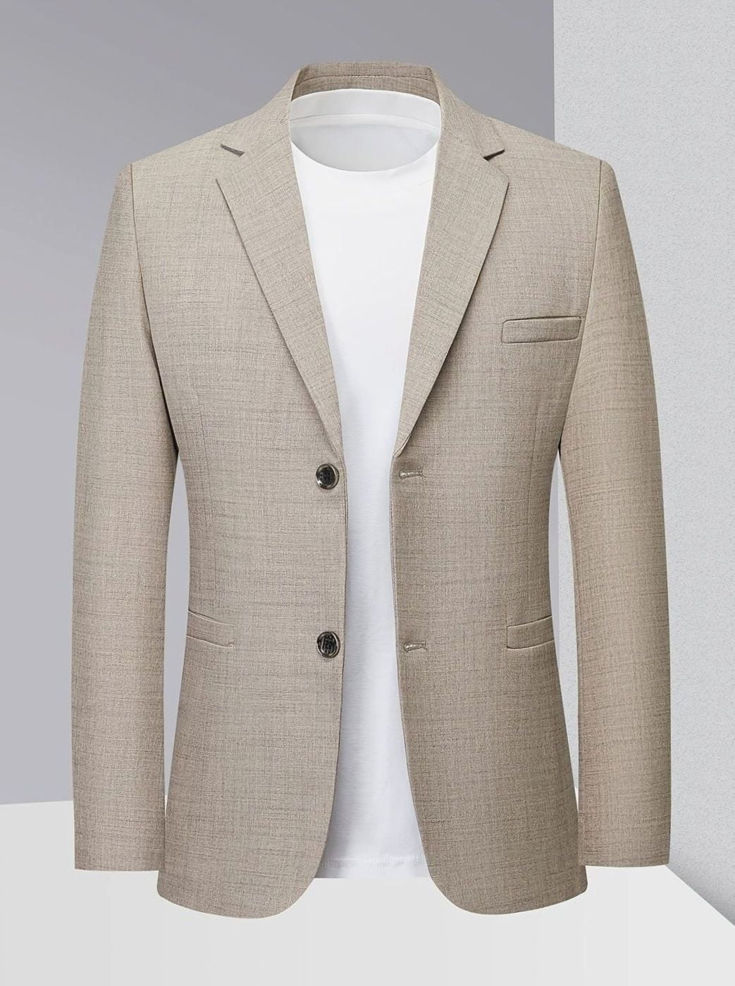 Herren Strukturierter Slim-Fit Sakko Zweireihiger Blazer