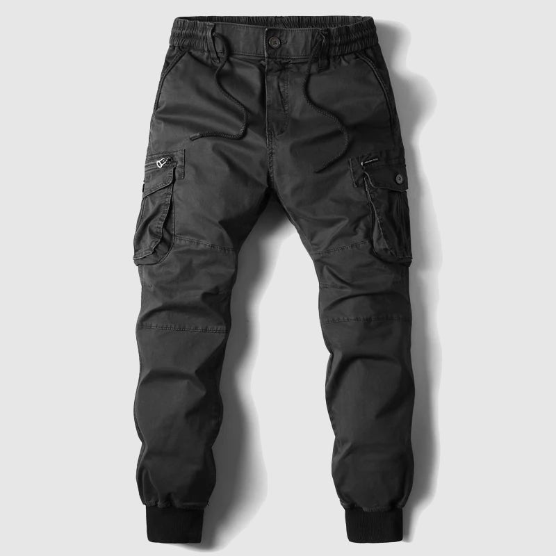 Herren Taktische Cargo Jogger Hose Elastischer Bund - Black