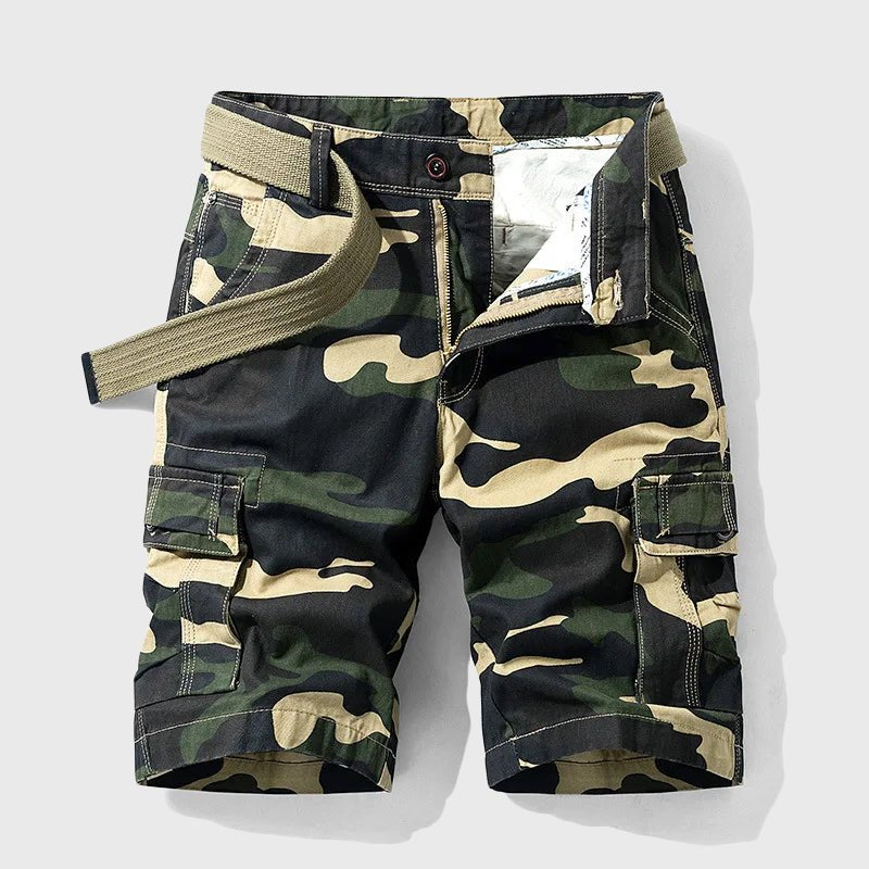 Herren Tarnmuster Cargo Short mit Gürtel - Green