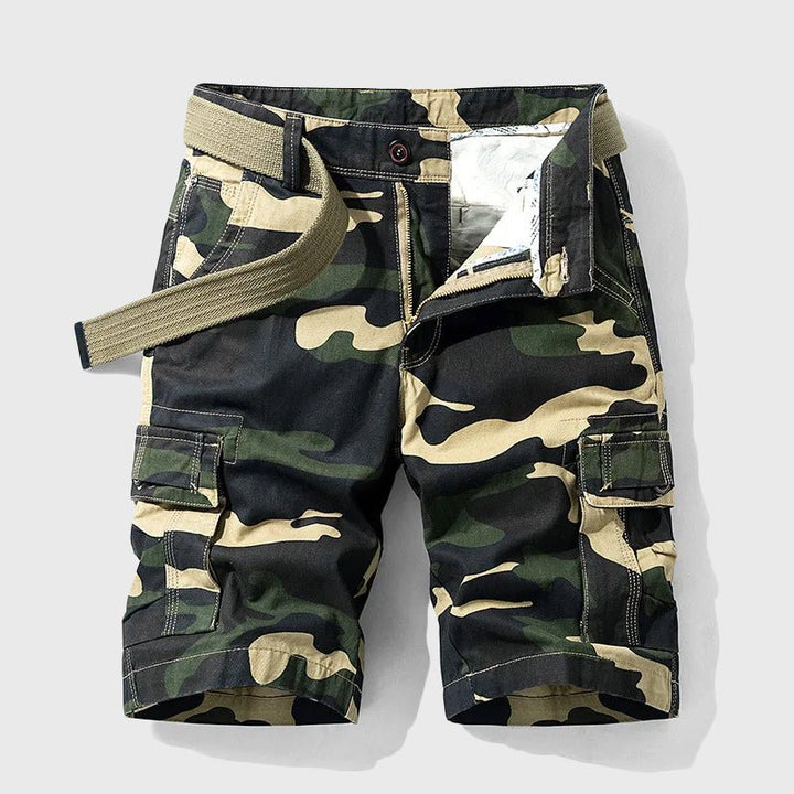Herren Tarnmuster Cargo Short mit Gürtel - Green