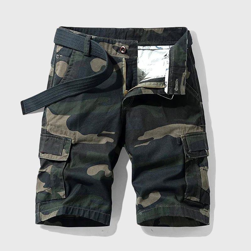 Herren Tarnmuster Cargo Short mit Gürtel - Black