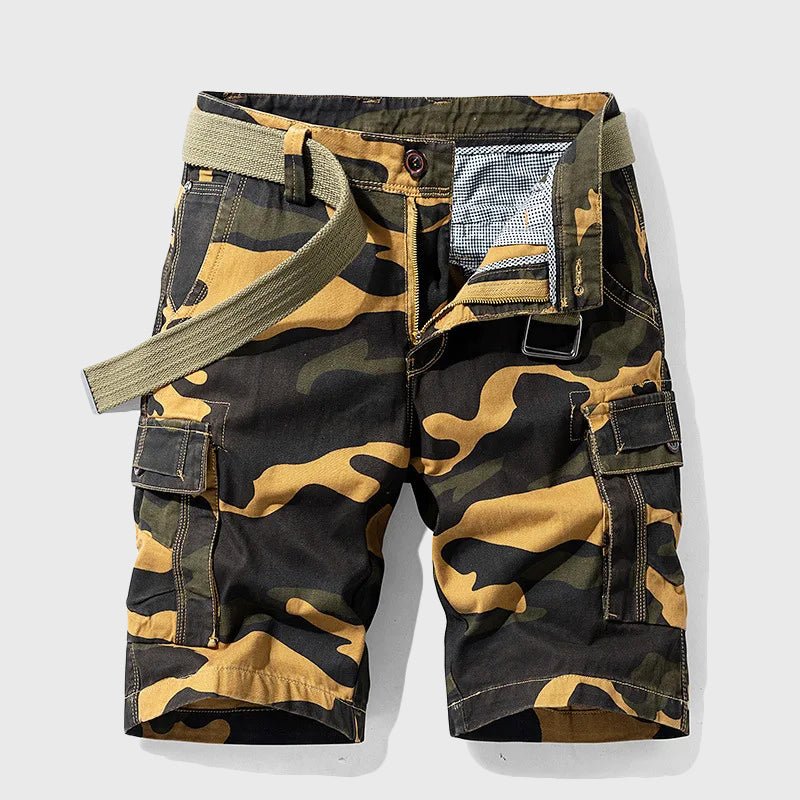 Herren Tarnmuster Cargo Short mit Gürtel - Yellow